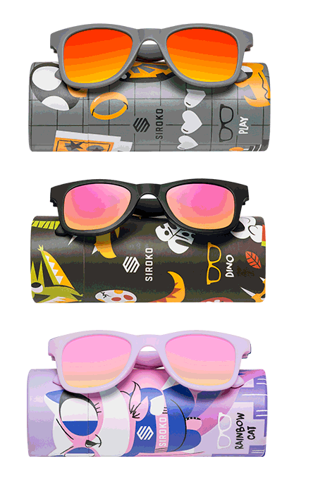 Gafinas Kids — colección Siroko, tres modelos animados