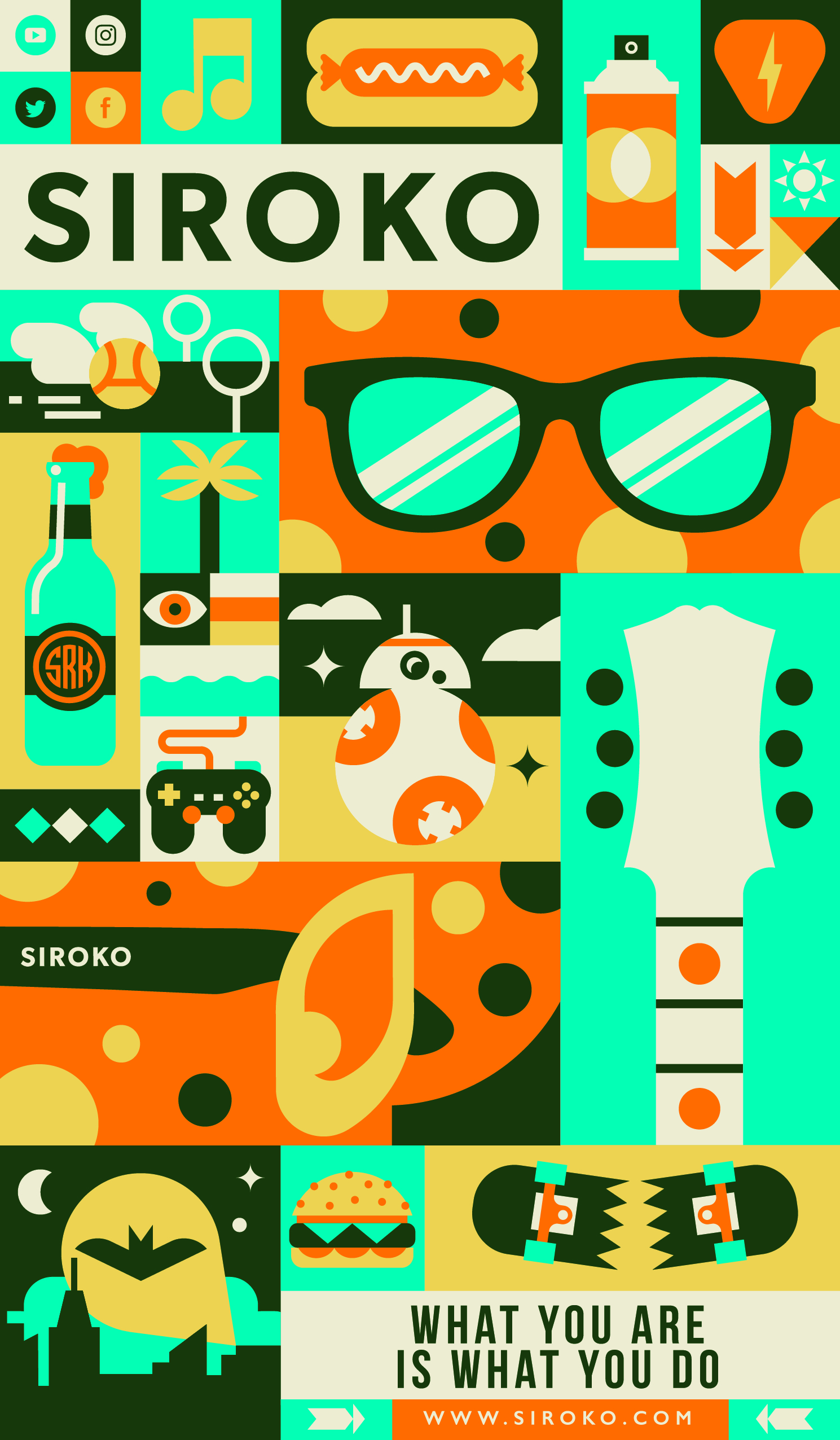 Siroko — What you are is what you do, panel ilustrado de marca